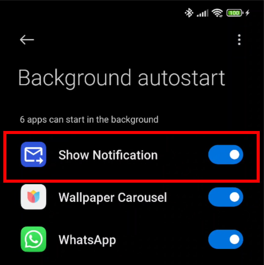 Enable Show Notification app