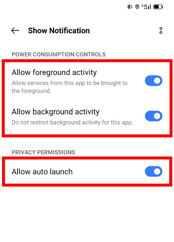 Allow auto launch and background activity