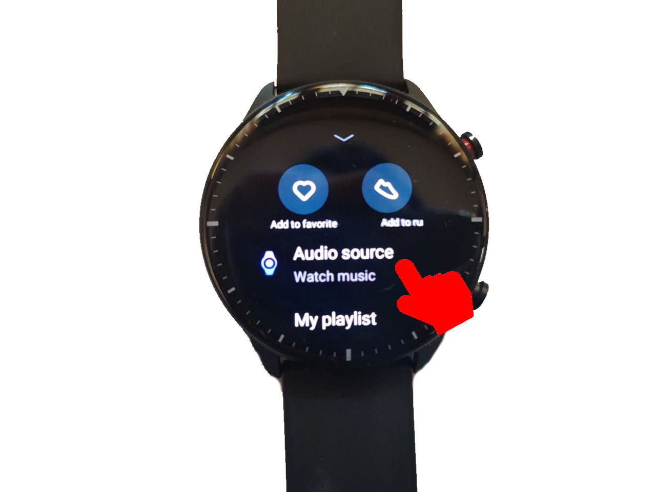 Tap Audio source option on watch