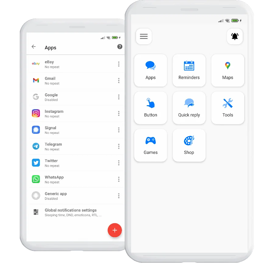 Notify app running on an Android smartphone